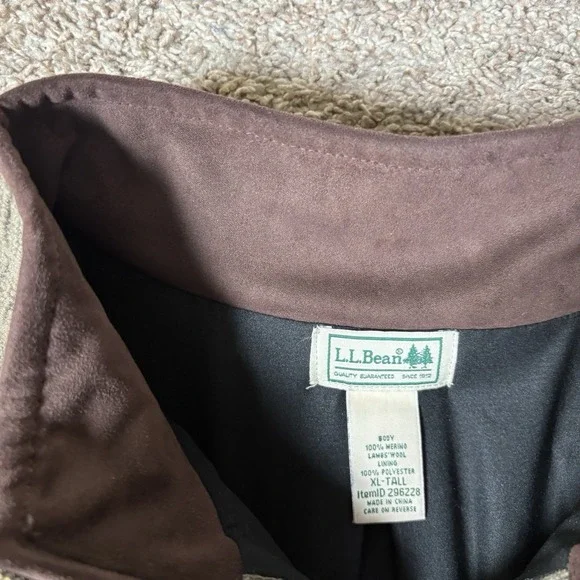 LL Bean Sweater Mens XLT Waterfowl Windstopper GoreTex 100% Wool Quarter Zip - Picture 3 of 8